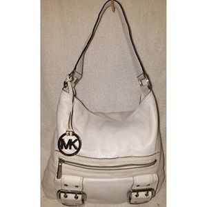 Michael Kors extra-large winter white leather hobo handbag